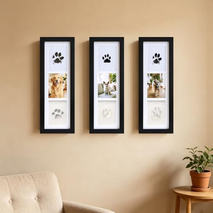 Paw Print Kit for Dogs, Pine Wood Frame with Inkless Pad & Clay Kit | Solid Pine Wood Construction, Includes Inkless Pad and Clay Kit, Step-by-Step Instructions Included, Wall Mountable Design