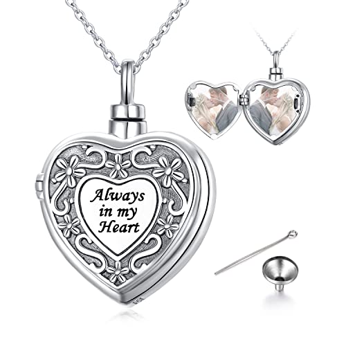 Yearace Urn Necklace for Ashes Sterling Silver Filigree Locket Necklace that Holds Pictures Heart Keepsake Memorial Necklace Cremation Jewelry for Ashes for Women Men - style: Filigree Flower Urn Necklace
