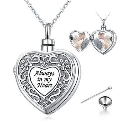 Yearace Urn Necklace for Ashes Sterling Silver Filigree Locket Necklace that Holds Pictures Heart Keepsake Memorial Necklace Cremation Jewelry for Ashes for Women Men - style: Filigree Flower Urn Necklace
