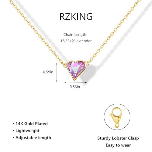 RZKING Golden Necklace for Women, Gifts for Best Friend Sister Mom Daughter - style: Colorful Heart