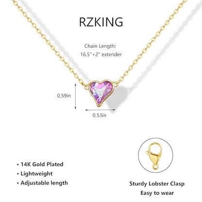 RZKING Golden Necklace for Women, Gifts for Best Friend Sister Mom Daughter - style: Colorful Heart
