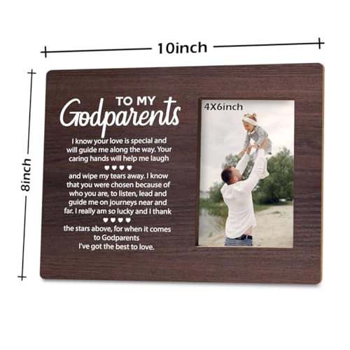 Wooden Godparents Photo Frame - Tabletop Display, Holds 4x6 Inches, Appreciation Gift - color: color