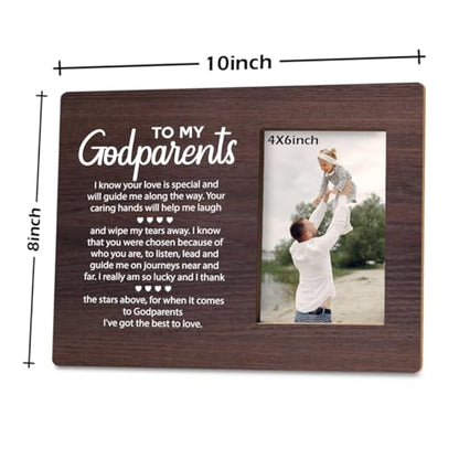 Wooden Godparents Photo Frame - Tabletop Display, Holds 4x6 Inches, Appreciation Gift - color: color