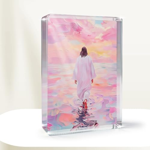 Pinkl Jesus Walking on Water Christian Religious Home Acrylic634 Decor for Mom Gifts,Inspirational Christian Gifts for Women,Friends,Mother's,christians,Baptism,Mother's Day 4x3x0.6In - color: Jesu3, size: 4.1x.3.1