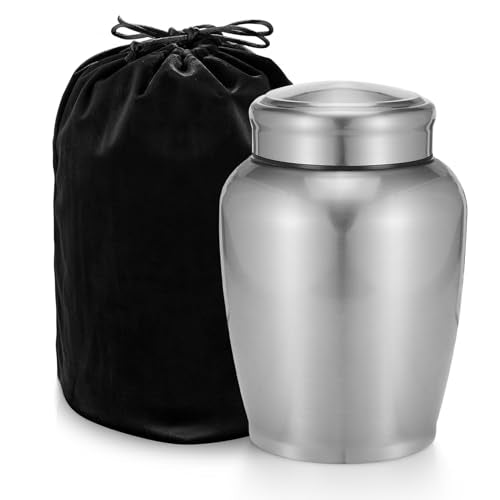 SOITIS Urns for Ashes Adult Male Female-8.5 Inches Stainless Steel Cremation Urns for Human Ashes, Funeral Keepsake for Women Man, Medium Urns for Human Ash - color: Silver