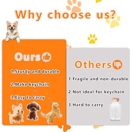 Pet Hair Keepsake Keychain Memorial Charm with Transparent Bottle for Collecting Dog Fur Portable - color: Teddy
