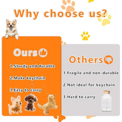 Pet Hair Keepsake Keychain Memorial Charm with Transparent Bottle for Collecting Dog Fur Portable - color: Teddy