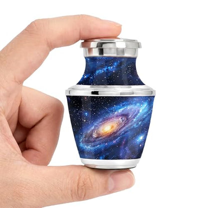 Deep Cosmos Keepsake Cremation Urn for Human Ashes – Small Aluminum Memorial Burial Urn for Men & Women, Decorative Display - size: Small Keepsake