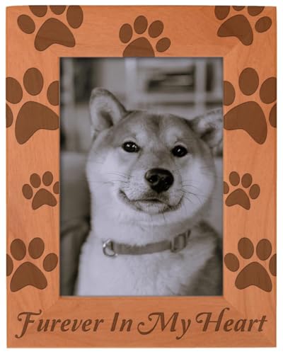 Gifts For All Furever in Heart Paw Prints Wood Frame - Portrait 5x7 - color: Heart, size: 5x7 Photo - Portrait