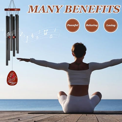 Memorial Sympathy Wind Chimes for Loss of Loved One | 26'' with Cardinal Doll, Cardinal Windchimes in Memory of a Loved One Bereavement Condolence Remembrance Gifts