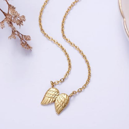 Ralukiia Angel Wings Necklace Gift from Heaven, Memorial Gifts for Loss of Loved One, Mourning Jewelry, Thinking of You Gift, Letter from Heaven Sympathy Condolence - style: gold