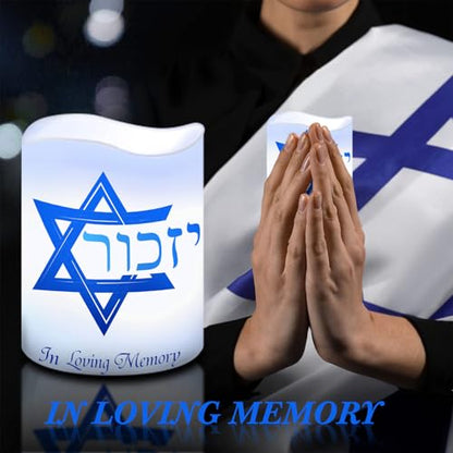 Tujoe 2 Pcs Yahrzeit Memorial Flameless Candles LED Electric Yahrzeit Candle for Loss of Loved One Sympathy Shabbat Lamp Battery Operated for Prayers Yom Kippur Bereavement Gifts Funeral Decorations