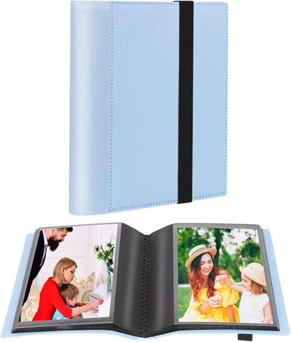 Aevdor Small 4x6 Photo Album, 64 Pockets, Black Pages, Elastic Band,Blue | Compact 4x6 Photo Book for Family, Wedding, Baby, Travel, Postcards and Recipe Cards. One Album is Included - color: PP Blue