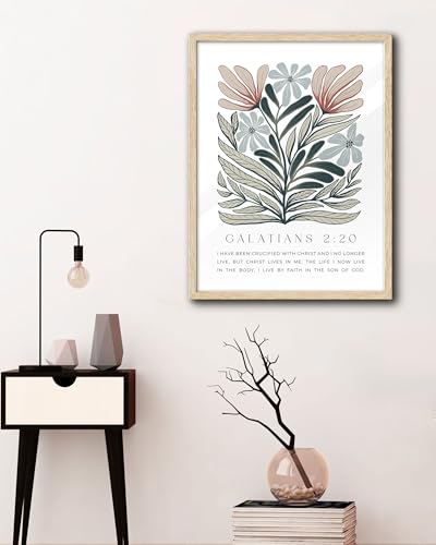 EcoHest 16x20 in Galatians 2:20 Abstract Floral Framed Christian Wall Art - color: Framed Galatians, size: 20"L x 16"W