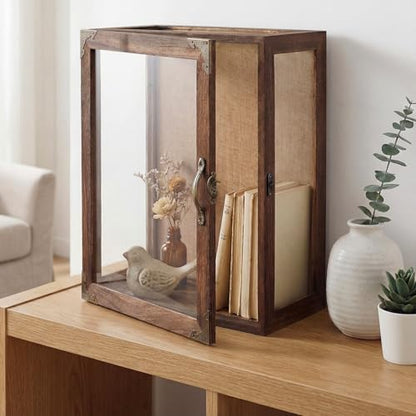 Vicenpal Deep Shadow Box Frame 14" x 11", Depth 6" Shadow Boxes Display Case Rustic Burnt Wood Clear Acrylic Panels Memory Box for Flowers Picture Graduation Cap Wedding Medals