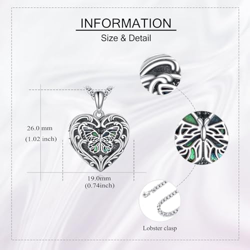 Personalized Heart Locket Necklace 925 Sterling Silver That Holds Pictures Photo Keep Someone Near to You Custom Lockets Necklaces Letters Engraving for His Her - style: Butterfly locket only
