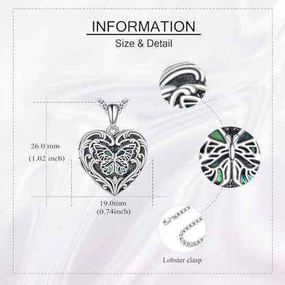 Personalized Heart Locket Necklace 925 Sterling Silver That Holds Pictures Photo Keep Someone Near to You Custom Lockets Necklaces Letters Engraving for His Her - style: Butterfly locket only