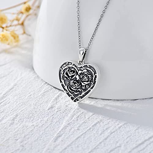 Dorunmo Locket Necklace 925 Sterling Silver Pictures Photo Keep Someone Near to You Custom Lockets Mother's Day Jewelry Personalized Photo Locket Gifts - color: A-Rose, style: Locket Only