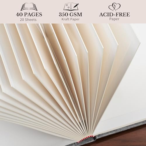 Pssoss 8x8 Inch DIY Scrapbook Album, Linen Hardcover, 40 Pages, White - color: White, size: 8 x 8 Inch 40 Pages
