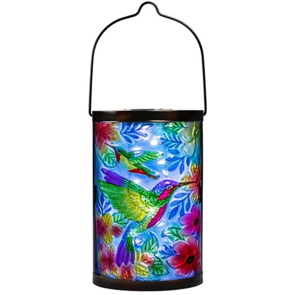 MUMTOP Hummingbird Solar Lantern, Hanging Glass Outdoor Garden Light - color: Turquoise