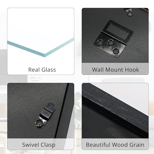 GMFrames 12x16 Enamel Pin Display Case, Pin Collection Display Frame with Real Glass, Shadow Box for Wall and Tabletop, Pin Holder Black - color: Black, size: 12x16
