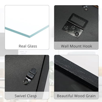 GMFrames 12x16 Enamel Pin Display Case, Pin Collection Display Frame with Real Glass, Shadow Box for Wall and Tabletop, Pin Holder Black - color: Black, size: 12x16