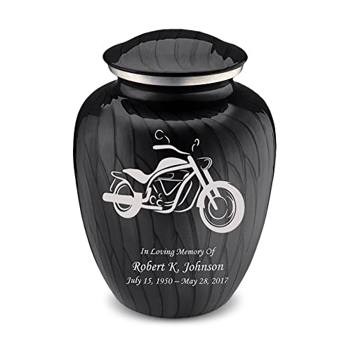 Adult Personalized Motorcycle Cremation Urns for Human Ashes I Large Pearl Black Funeral Urn for Men and Women I 200 lbs - color: Pearl Black