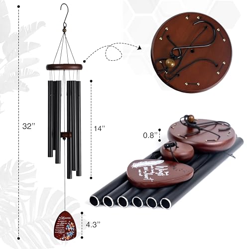 Memorial Wind Chimes for Loss of Loved One, Windchimes in Memory of a Loved One, Sympathy Gift Baskets, Bereavement Condolence Gifts, Memorial Gifts for Loss of Mom, 32" Sympathy Butterfly, Black - size: 32" Butterfly