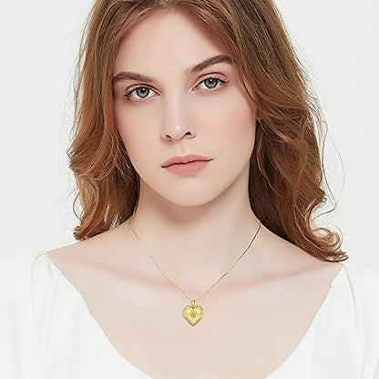 SOULMEET Personalized Silver Locket Necklace That Holds Pictures Photo Keep Someone Near to You, Memorial Custom Lockets Necklaces Letters Engraving for His Her - color: A2-Gold plated sunflower-Yellow, style: Locket Necklace Only