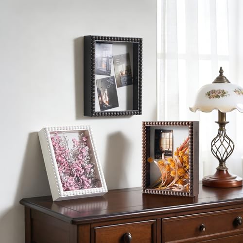 Muzilife 11x14 Shadow Box Pine Wood with Unique Bead Door, 3.18 Deep, White - color: White-bead Shape, size: 11"x14"