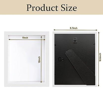 Shadow Box Frame 8x10 - 3 Pack Wood Deep Shadowbox with Glass - size: 8x10-3pcs-white
