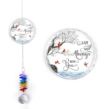 Glass Ornament Suncatcher - I am Always with You - Sympathy Gift for Loss of Loved One - Grief Gifts - Heaven Funeral Keepsake - Mother's Day for Mom Dad Grandpa Grandma - color: Always With You