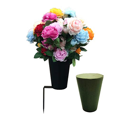 New Cemetery Vase with a Stake, Cemetery Flower Vase with Floral Foam, Black(Flowers are not Included) - style: Style L