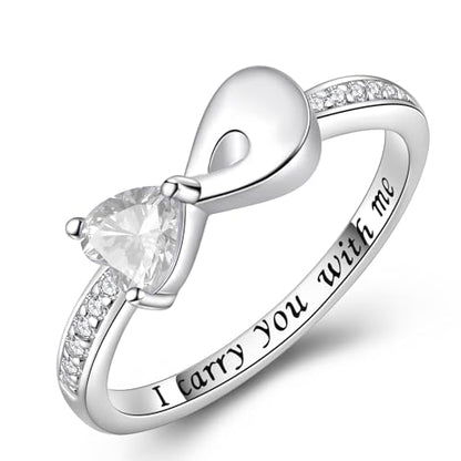 Fookduoduo Infinity Cremation Ring for Ashes - 925 Sterling Silver Cremation Urn Jewelry I Carry You with me Memorial Keepsake Locket Rings for Human/Pet Ash - style: write CZ