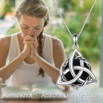 WINNICACA Celtic Knot Necklace 925 Sterling Silver Celtic Pendant Irish Urn Necklace Jewelry Birthday Anniversary Valentine's Day Gifts for Her Women Wife Girlfriend Daughter - style: 2-Celtic Knot Urn Necklace(Black Onyx)