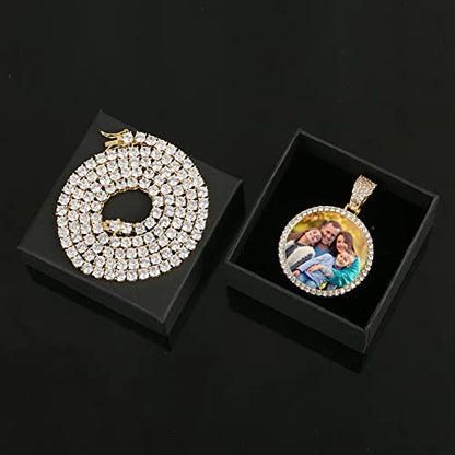 YIMERAIRE Customized Picture Necklace Personalized Circle Chain - color: 00171 Text necklace with Gold Tennis chain
