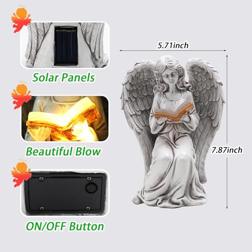 Angel Statue Outdoor, Solar Angel Reading Book with LED Lights, Garden Gift - style: Ancient Book