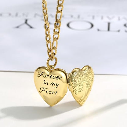 TUGHRA Mother's Day Gifts Gold Locket Necklaces for Women, 925 Sterling Silver Heart Photo Lockets Memorial Keepsake Jewelry Gift for Mom, Wife, Daughter - style: 1226-Tree of life