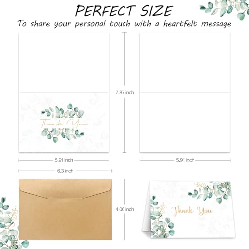 100PK Thank You Cards With Envelopes Bulk: 4x6 Blank Thank You Notes & Stickers Baby Shower Wedding Small Business - Floral Leaves Teacher Appreciation Gift for Graduation Kids Birthday Bridal (100 PACK)