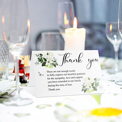 Marspark 50 Pack Thank You Sympathy Cards Funeral Thank You Cards with Envelopes and Message Memorial Sympathy Greenery Bereavement Notes for Funeral Family Friends Loved Ones(Lily)