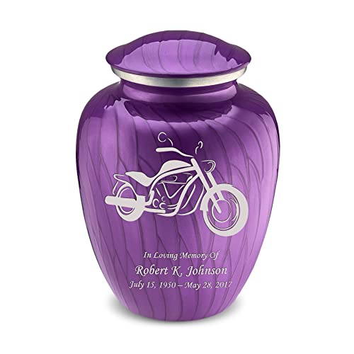 Adult Personalized Motorcycle Cremation Urns for Human Ashes I Large Pearl Purple Funeral Urn for Men and Women I 200 lbs - color: Pearl Purple