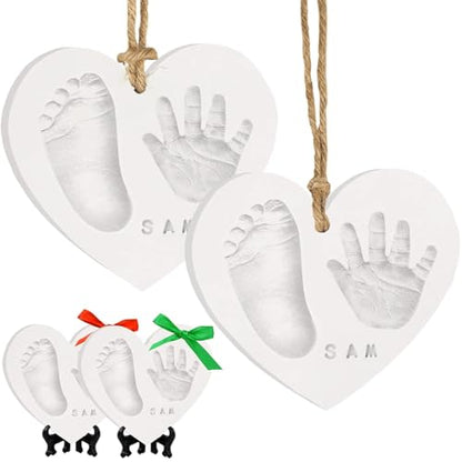 Baby Handprint Footprint Ornament Keepsake Kit, Newborn Imprint (Duo Heart) - color: Duo Heart
