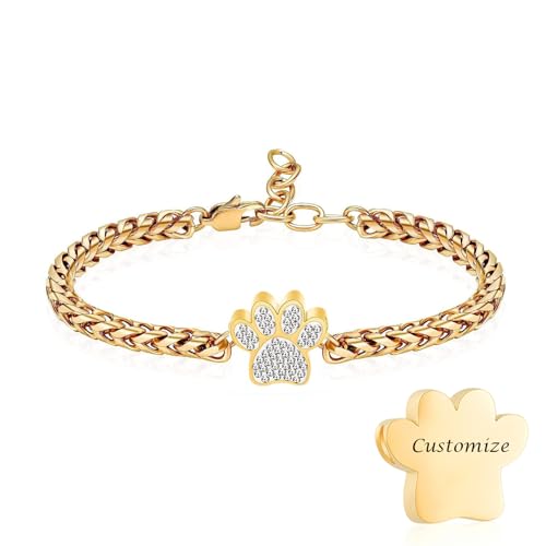 zeqingjw Urn Bracelet for Pets Ashes Pet Cremation Jewelry Stainless Steel Paw Print Pet Memorial Bracelet Pet/Dog's/Cat's Ashes Keepsake for Women Men - color: Customize