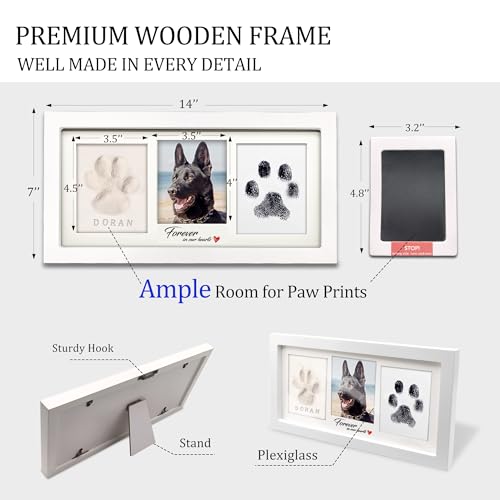 MYPAWLETS Paw Print Frame Kit,Dog/Cat Paw Print Keepsake,White - color: White