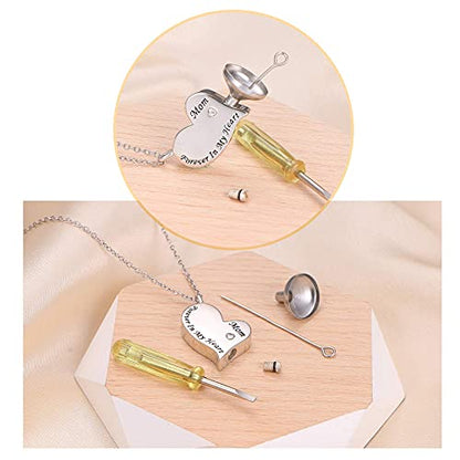 Ladytree 925 Sterling Silver Cremation Urn Necklace for Ashes - style: Mom