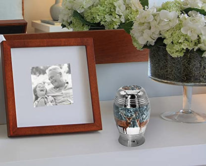 Deer Keepsake Keepsake Urns for Human Ashes with Velvet Gift Box for Cremation Keepsakes for Ashes - Small Cremation Urn and Small Keepsake Urn Set of 4 - color: Divine Deer