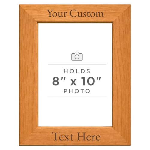 Personalized Add Your Custom Text Hanging/Tabletop Wall Natural Alder Wood Picture Photo Frame Customizable (8x10-inch Vertical) - size: 8x10-inch Vertical