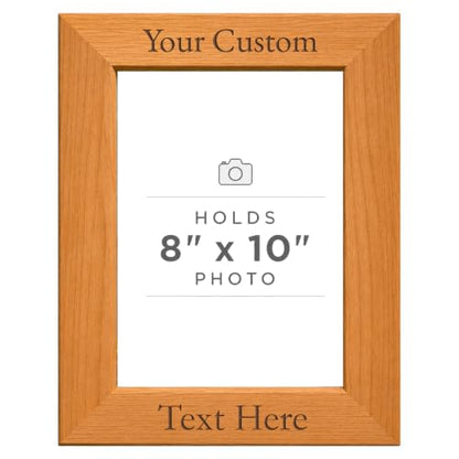 Personalized Add Your Custom Text Hanging/Tabletop Wall Natural Alder Wood Picture Photo Frame Customizable (8x10-inch Vertical) - size: 8x10-inch Vertical