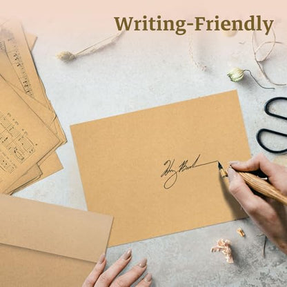 5x7 Brown Kraft Blank Note Cards with Envelopes 100 Pack (Not Folded) - color: Brown, size: 5x7