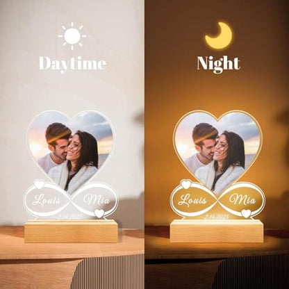 LOUISMIAA Custom Picture Frames,Personalized Photo Frame with Night Light,Customized Picture Frame,Personalized Anniversary Birthday Valentine's Day Gifts for Women Men Mom Dad Same Day Shiping - color: Style 0